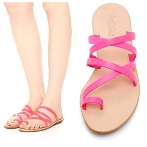 Loeffler Randall Sarie Fuschia Pink Strappy Leather Sandal Size 6.5